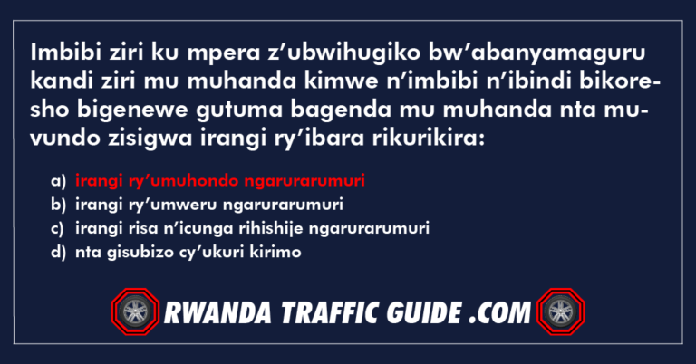 Read more about the article Imbibi ziri ku mpera z’ubwihugiko bw’abanyamaguru kandi ziri mu muhanda kimwe n’imbibi n’ibindi bikoresho bigenewe gutuma bagenda mu muhanda nta muvundo zisigwa irangi ry’ibara rikurikira