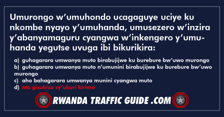 Read more about the article Umurongo w’umuhondo ucagaguye uciye ku nkombe nyayo y’umuhanda, umusezero w’inzira y’abanyamaguru cyangwa w’inkengero y’umuhanda yegutse uvuga ibi bikurikira