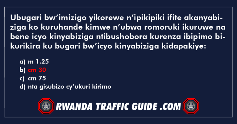 Read more about the article Ubugari bw’imizigo yikorewe n’ipikipiki ifite akanyabiziga ko kuruhande kimwe n’ubwa romoruki ikuruwe na bene icyo kinyabiziga ntibushobora kurenza ibipimo bikurikira ku bugari bw’icyo kinyabiziga kidapakiye